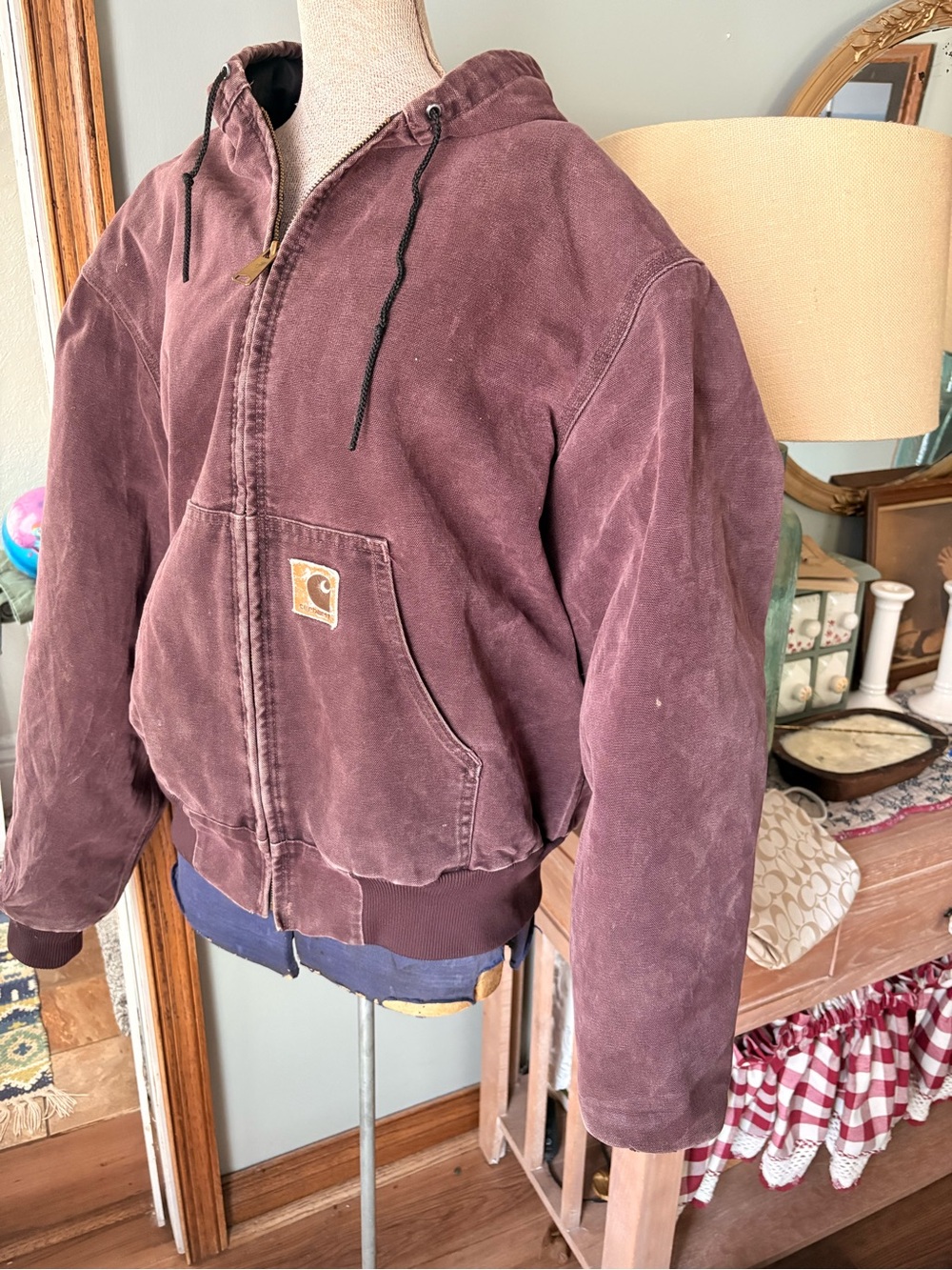 VINTAGE CARHARTT Plum Canvas Winter Coat - Picture 2 of 7